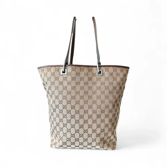 Auth Gucci GG Beige Canvas Leather 31243 Tote Bag - Picture 3 of 16